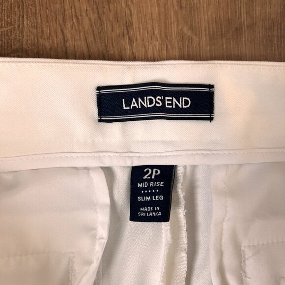 Lands End Mid Rise Slim Leg Ankle White Pants Sz 2P - Picture 3 of 10
